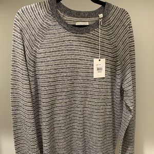 Navy blue and white stripe sweater NWT